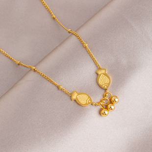 钛钢双鱼项链女2024年新款 潮高级感不掉色小众设计冷淡风锁骨链