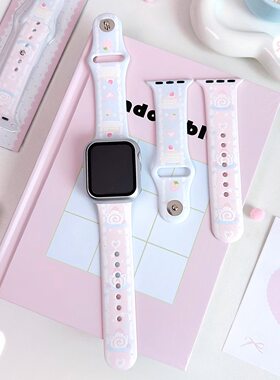可露露iwatch硅胶手表带草莓cake