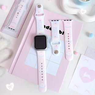 可露露原创草莓cake硅胶iwatch手表带applewatch甜美少女腕带
