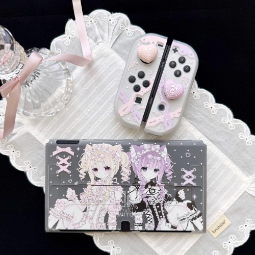 可露露原创甜莓猫switch保护套任天堂oled硬壳手柄粉色二次元