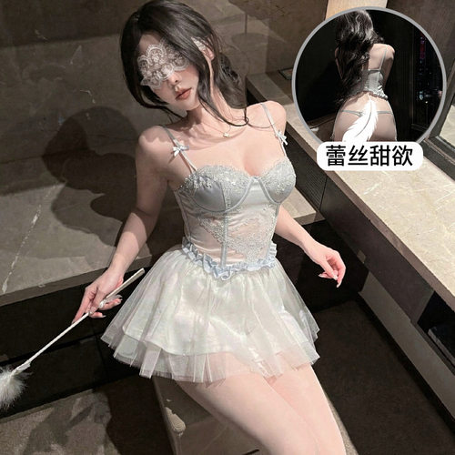 情趣qq睡衣性感法式纯欲鱼骨束腰蕾丝刺绣钢圈小胸聚拢内裤约会装