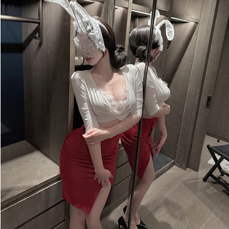 情趣qq睡衣性感蕾丝侧开叉OL包臀裙秘书诱惑辣妹禁欲系氛围感新款