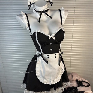 性感可爱女仆装睡衣女仆带钢托聚拢纯欲风吊带睡裙高级感制服套装