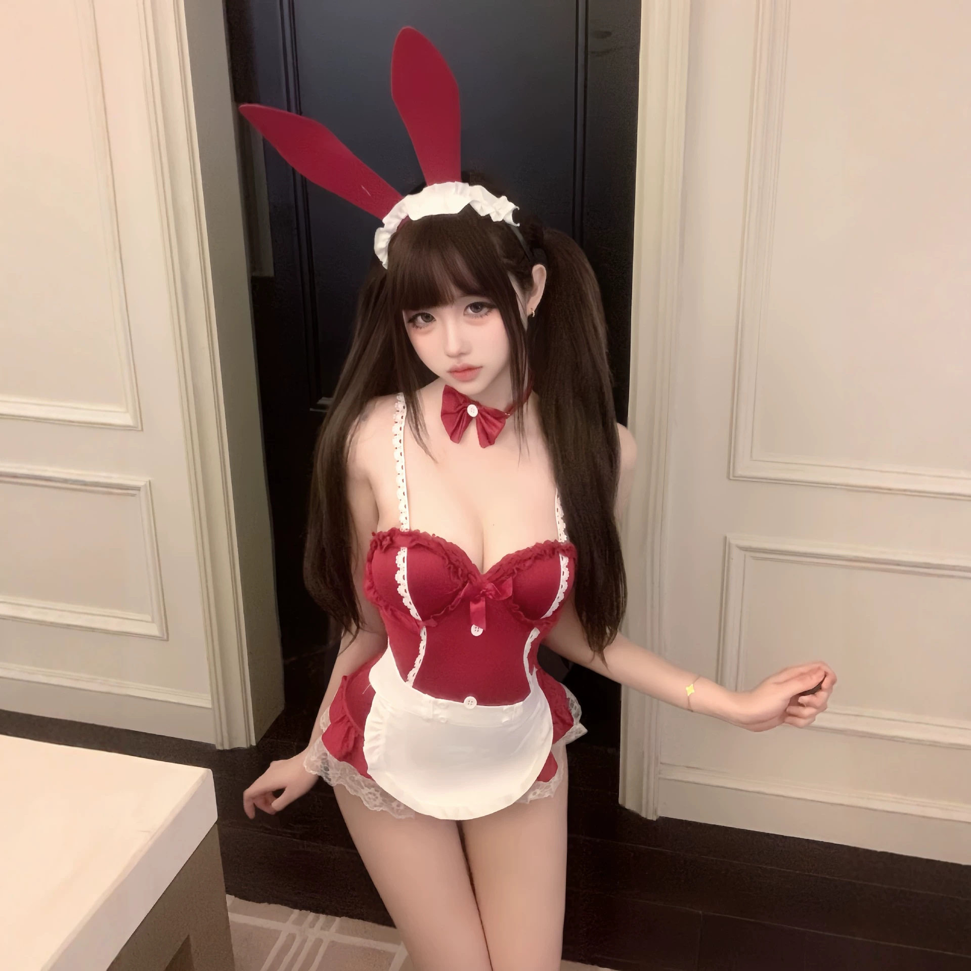 软甜萌兔*女仆裙cos装小胸友好含钢托胸垫性感情趣制服内衣qqny