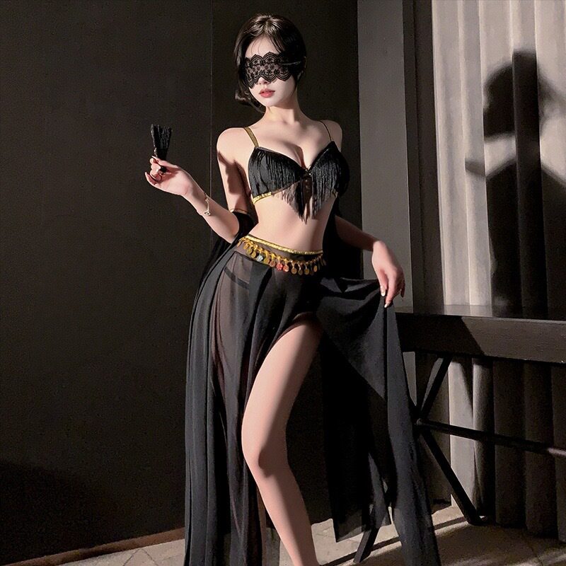大码性感深V纯欲开叉流苏紧身包臀女王情趣味内衣性感刺激勾魂qq
