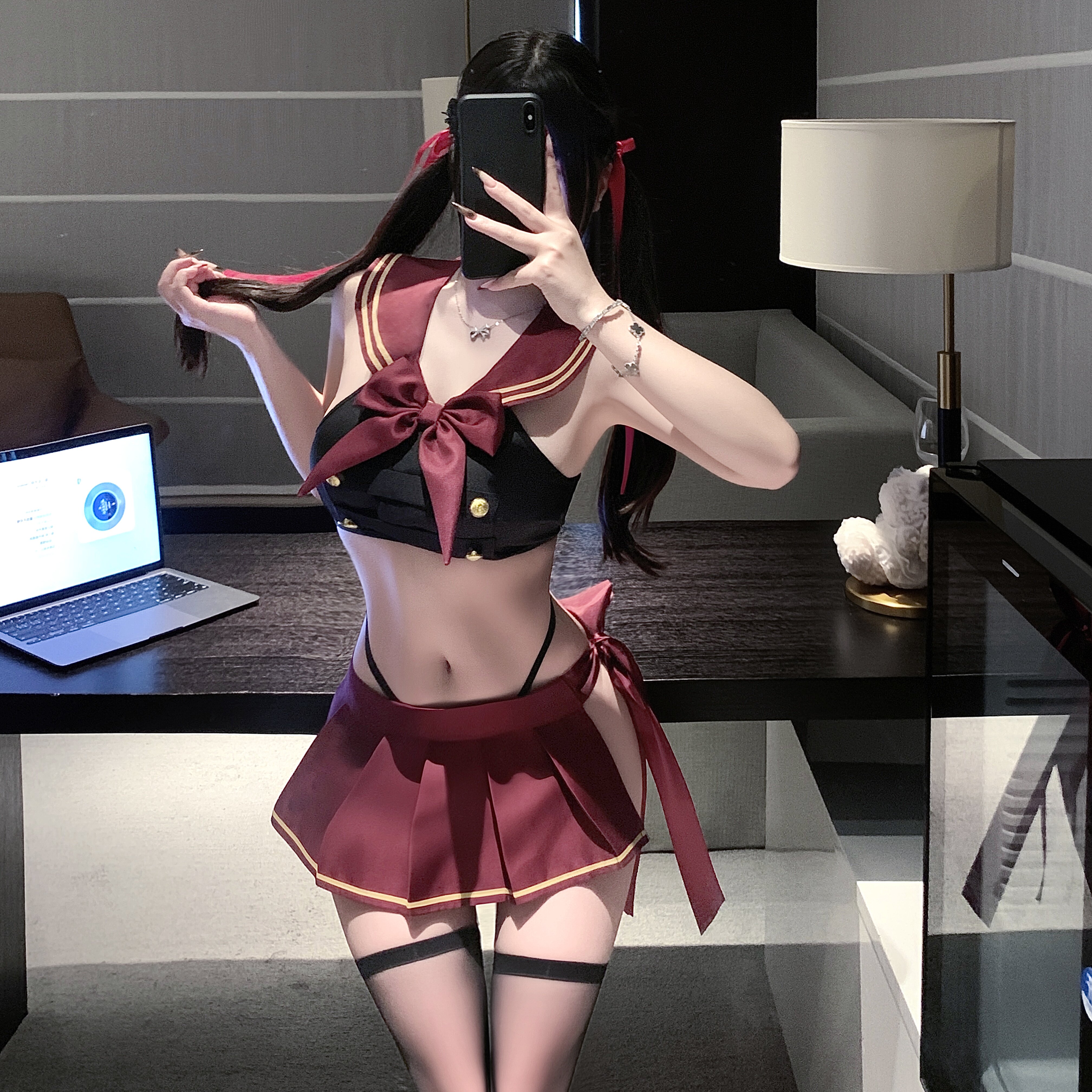 原创情趣味内衣日系性感JK制服纯欲海军水手百褶裙分体夜店套装