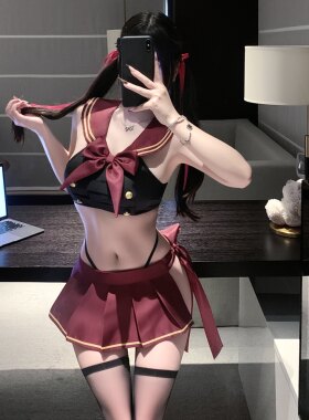 原创情趣味内衣日系性感JK制服纯欲海军水手百褶裙分体夜店套装