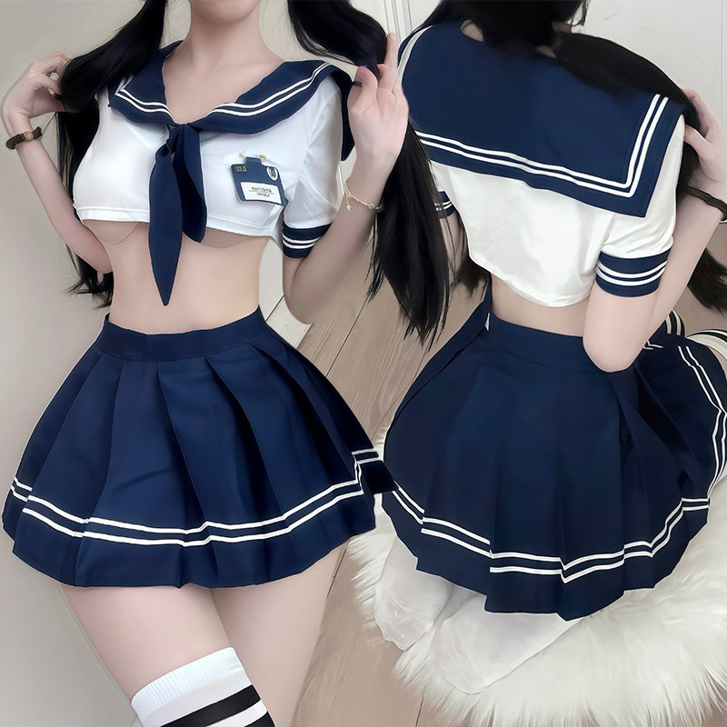 性感jk制服套装免脱水手服晴趣内衣主播夜店诱惑女百褶裙超短qqny