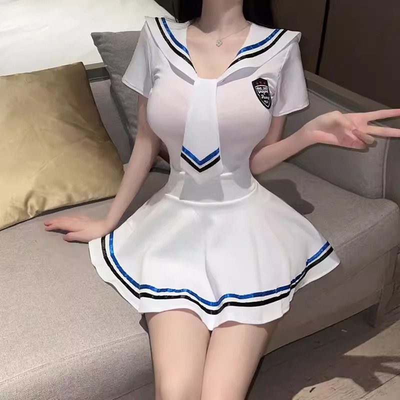 网红性感趣海军领水手服日系jk学院风制服啦啦队短裙趣味暴击套装