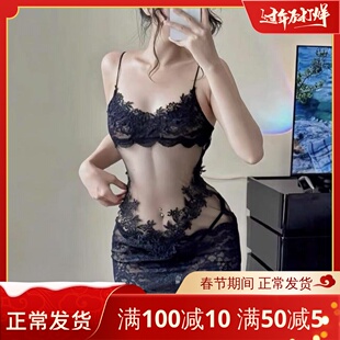 2025新款情趣味内衣大码性感重工刺绣透视制服情调吊带睡衣睡裙qq