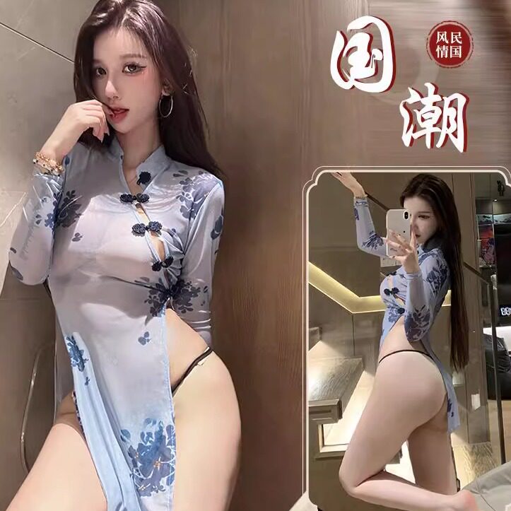 旗袍高开叉床上性感睡衣吊带睡裙情侣女款纯欲高级感晴趣味内衣女