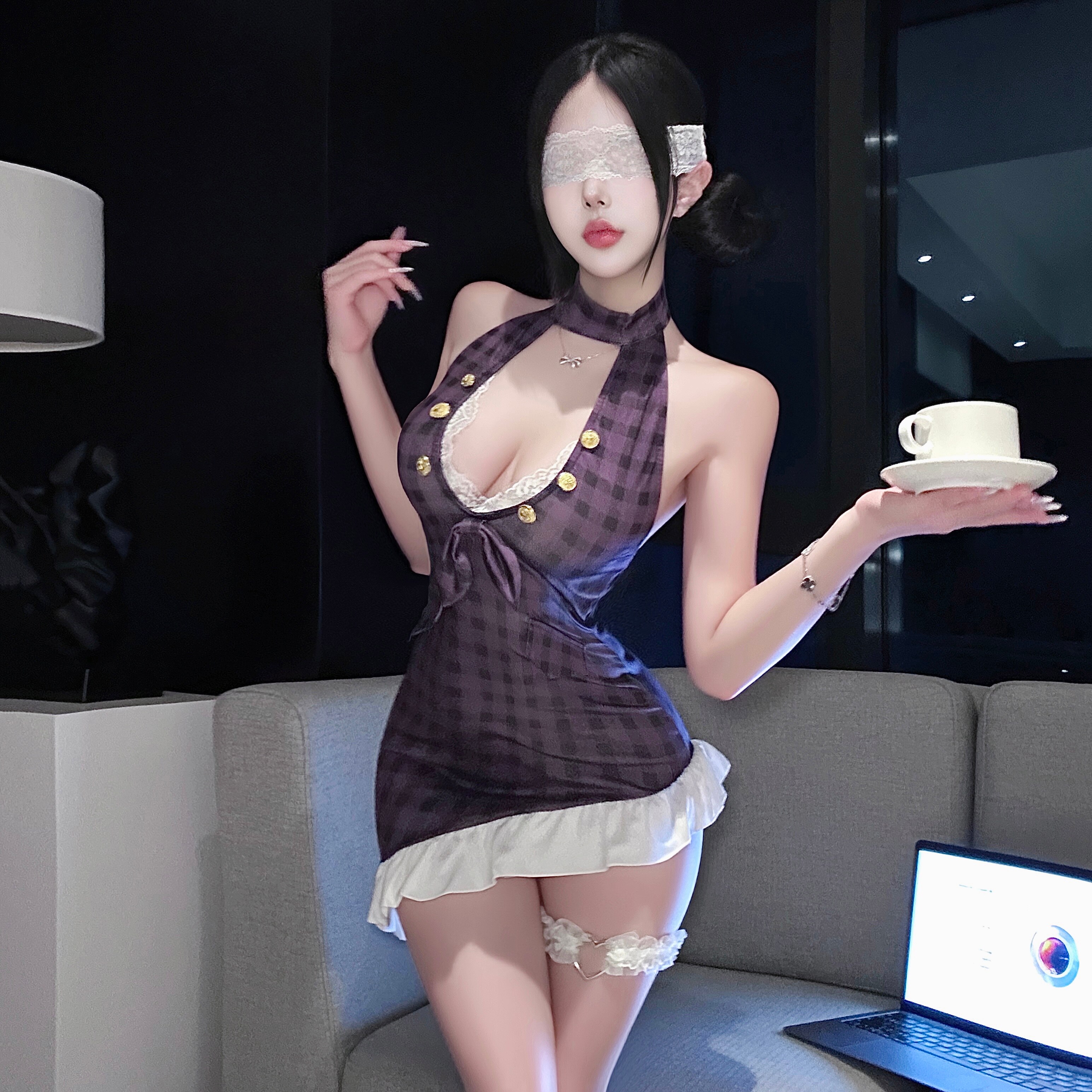 大码情趣qq内衣性感秘书ol包臀裙制服纯欲风漏胸透视小胸房事睡衣