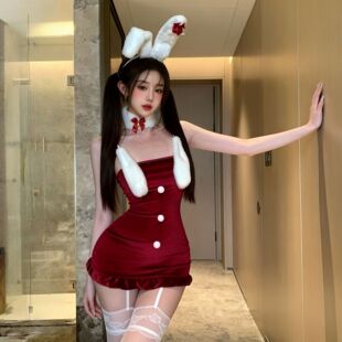 圣诞萌兔*圣诞cos兔女郎制服红色性感连衣裙纯欲约会占袍睡衣冬装