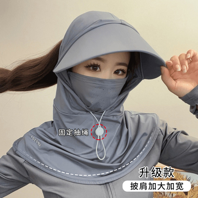 冰丝一体套头帽女夏骑车户外透气