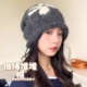 秋冬针织堆堆帽女韩版 拼色文艺复古保暖毛线帽时尚 百搭抽绳冷帽潮