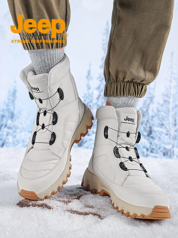 JEEP AUTUMN AND WINTER WARM SNOW BOOTS MENS VELVET THICKENED HIGH-GRADE LEATHER NORTHEAST MINUS 40 DEGREES COTTON SHOES COLD-PROOF BOOTS