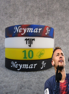 内马尔梅西NeymarJR足球球星10号内马尔签名手环带球迷饰