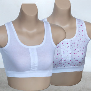 乳罩妈妈奶奶小花内衣女夏季 中老年人棉吊带背心老太太薄款 文胸罩