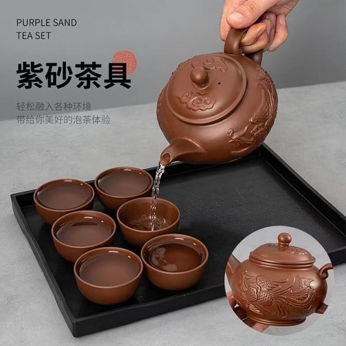 紫砂壶茶壶家用大容量泡茶壶单壶陶瓷朱泥大号养生壶功夫茶具套装