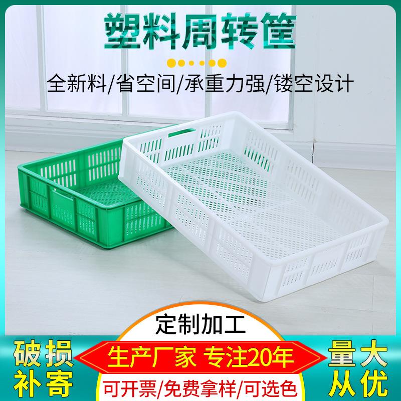 塑料周转筐 雏鸡苗龙虾蘑菇葡萄筐 蔬菜虾苗 塑料白色加厚浅胶框