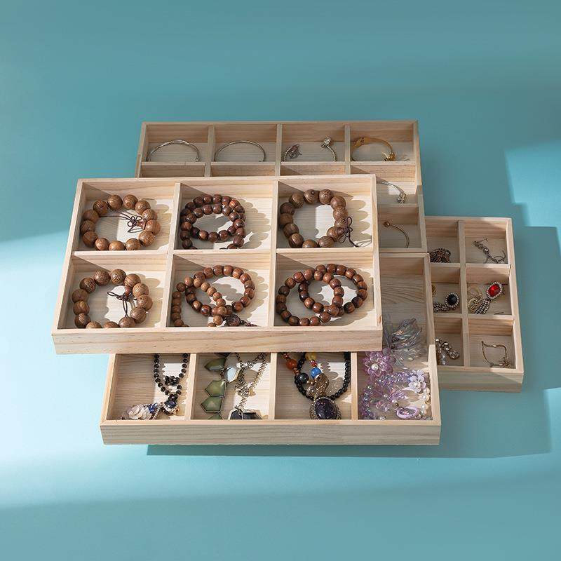 文玩手串展示托盘黑胡桃木纹耳饰戒指珠子饰品多格手镯收纳展示盘