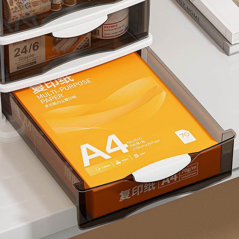 抽屉式文件柜办公室桌上收纳柜宿舍好物化妆品整理可放A4纸透明柜