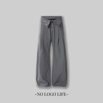 NOLOGO禅宗剑道打褶刺绣直筒微喇