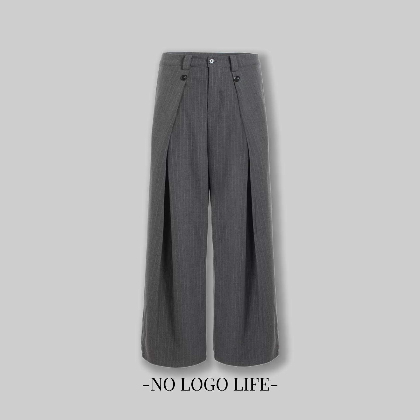 NOLOGO条纹A字阔腿西裤