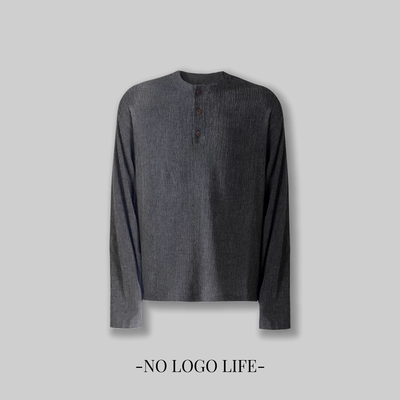 NOLOGO百搭条皱亨利长袖