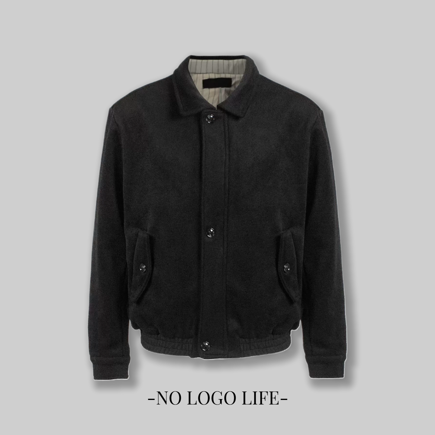 NOLOGO羊毛条纹正肩短宽夹克