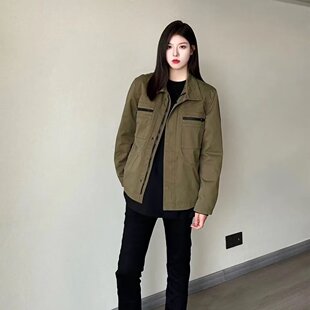 GOSNACE/GOS水洗做旧Vintage褶皱双层面料cleanfit翻领休闲夹克