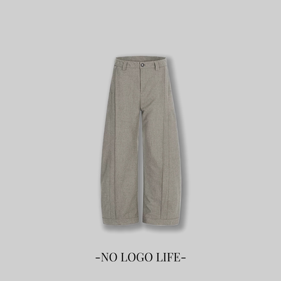 NOLOGO立体绗缝捏褶廓形休闲西裤