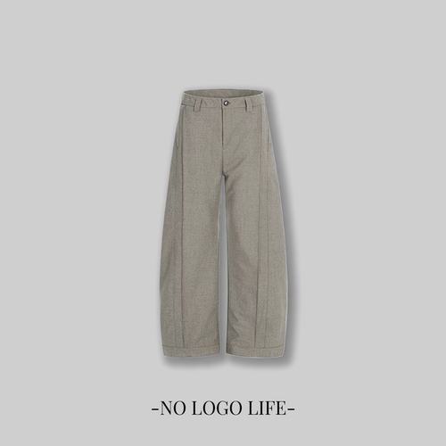 NOLOGO立体绗缝捏褶廓形休闲西裤