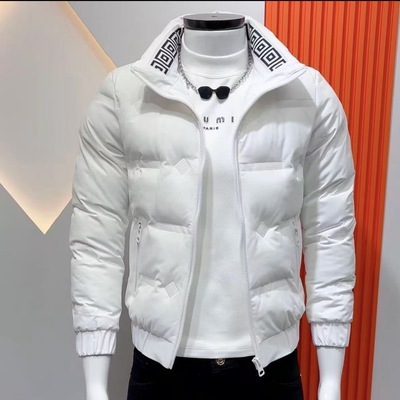 男士羽绒棉服加绒加厚保暖防寒白色外套冬装2025新款韩版修身棉袄