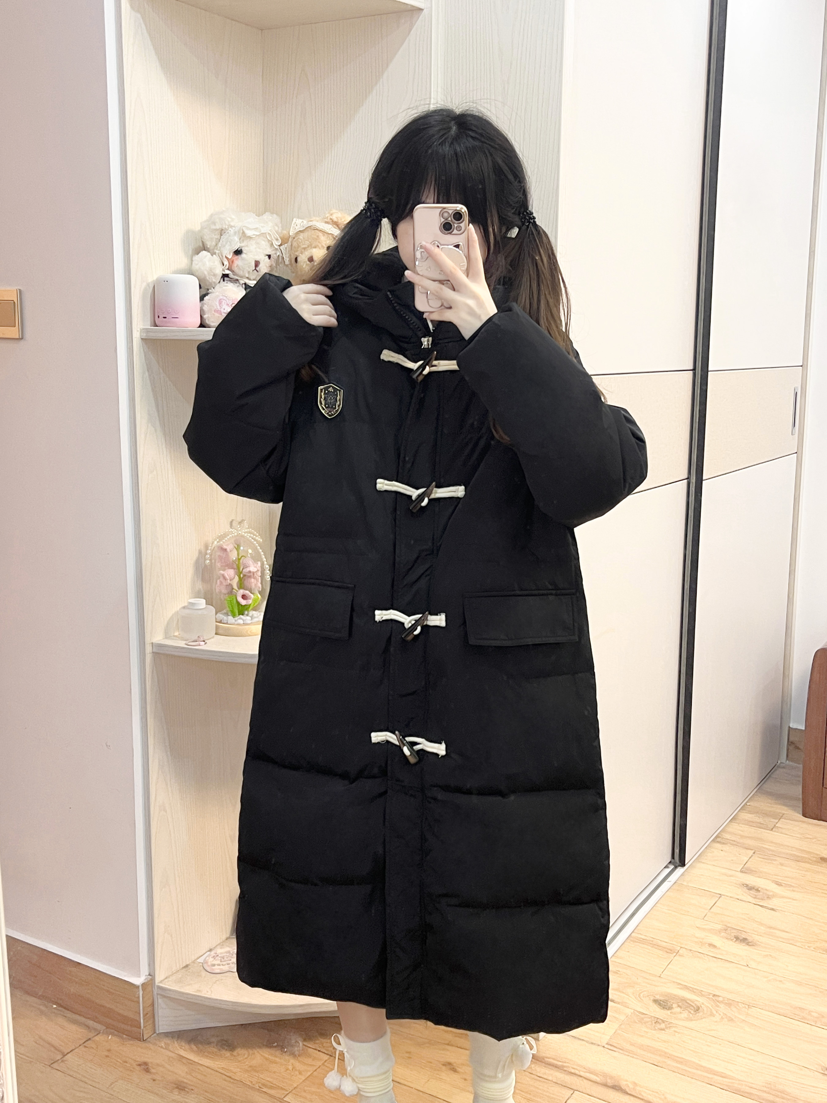 小个子长款牛角扣jk学院风