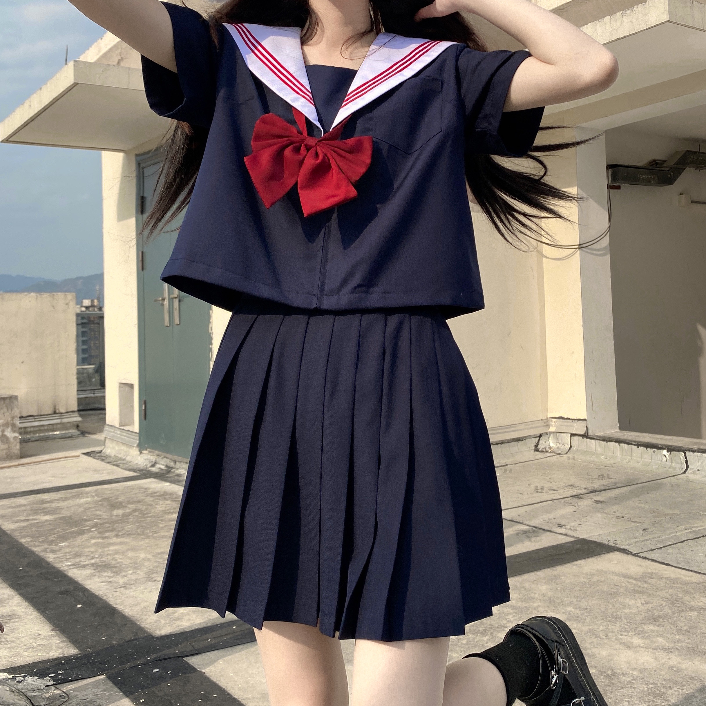 原创校供感正统基础款绀色jk制服