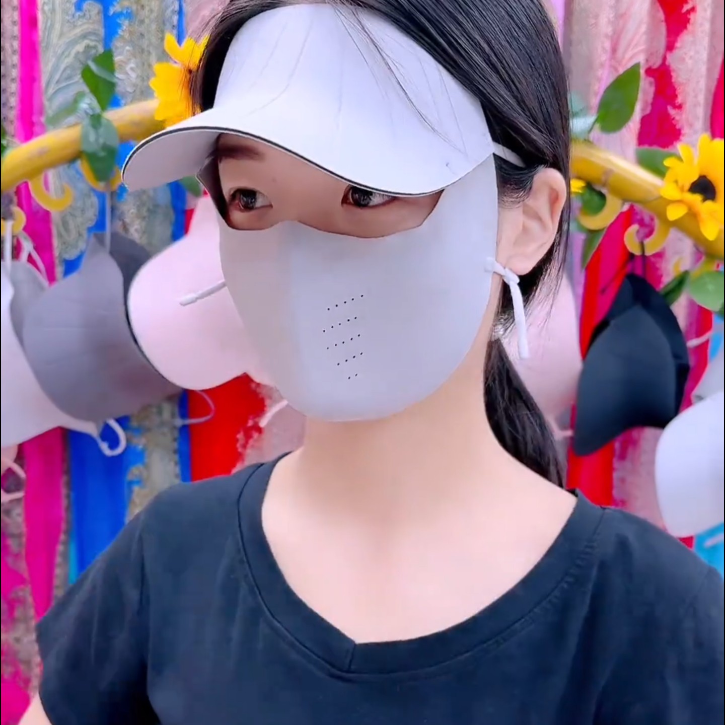 夏季无痕高倍防晒透气面罩女款