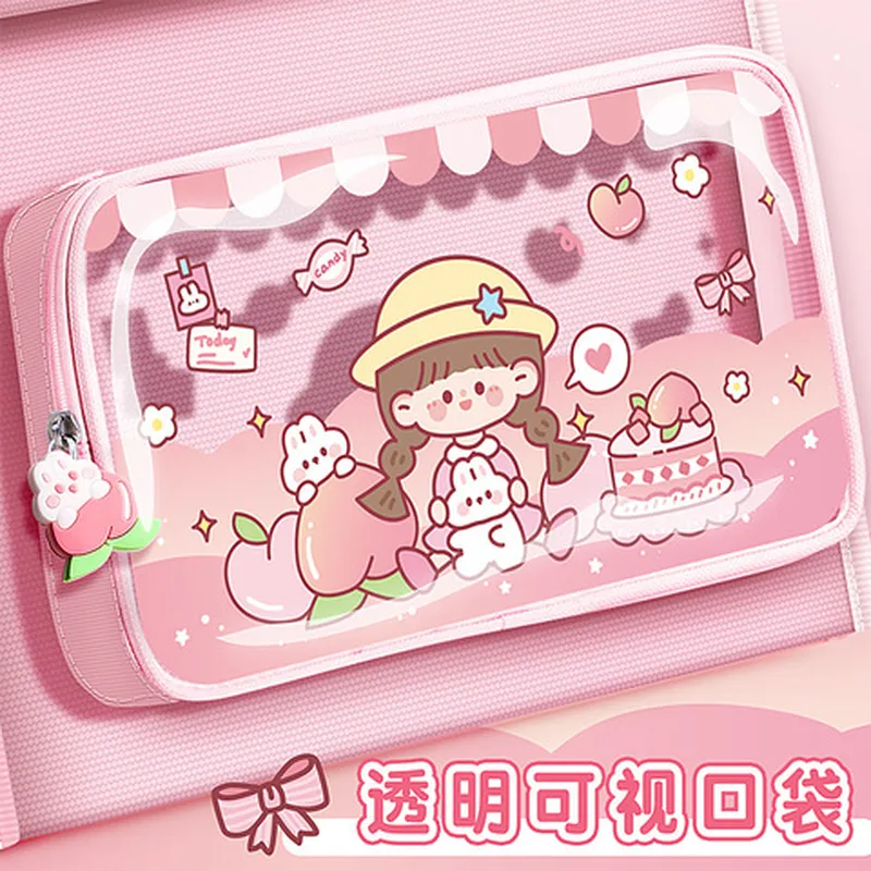作业手提袋拉链小帆布收纳美术试卷女童咔巴熊女孩袋子拎书袋