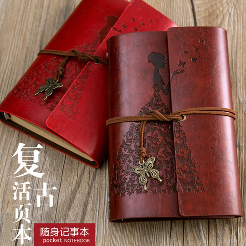 活页本现货笔记本创意可拆卸本子牛皮纸空白绑带日记本A6文具