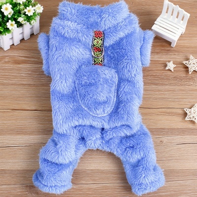 秋冬毛绒四脚超小体狗猫牵引保暖