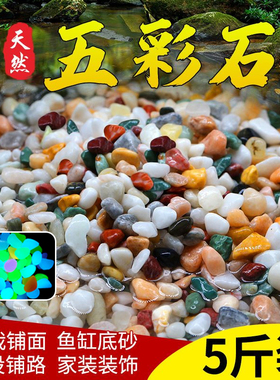 天然雨花石原石鱼缸底砂火山石造景小石头装饰彩色石子摆件专用