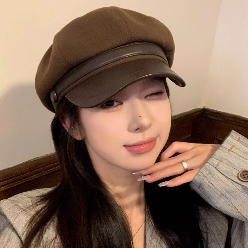 高级感美拉德贝雷帽女款2025新款秋冬鸭舌八角帽显脸小百搭画家帽