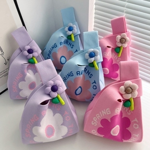 出门上班小拎包遛娃手机包小袋子托特包女手提包针织水桶包手腕包