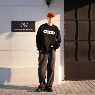 GOOD朱志鑫同款彩钻棋盘格纹烫钻秋冬圆领长袖卫衣外套男女同款