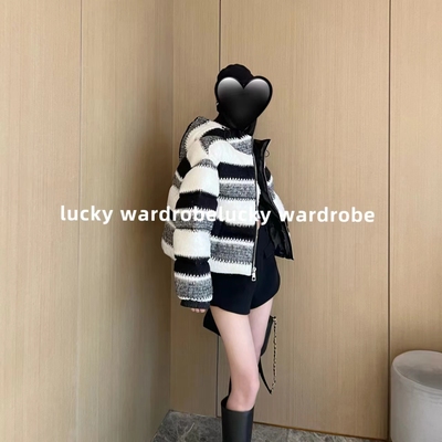 小景小香针织黑白白鹅绒羽绒服