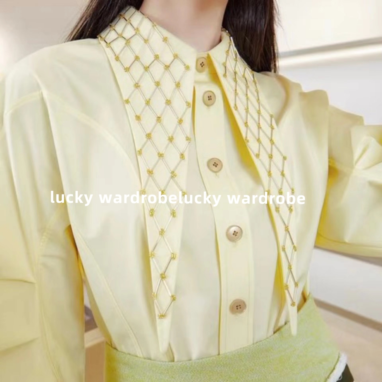 小景家同款宽松大尖领衬衫