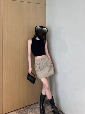小景复古立体口袋辣妹工装半裙