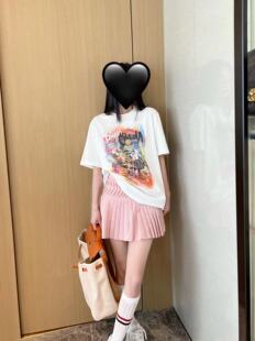 小景家同款 夏日甜心 俏皮吸睛条纹肌理防走光立体百褶辣妹短裙