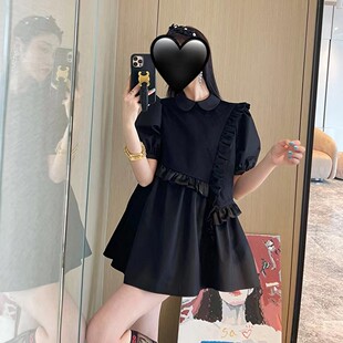 衬衫 Italy进口面料高腰显瘦娃娃领短袖 小景家同款 上衣女 现货