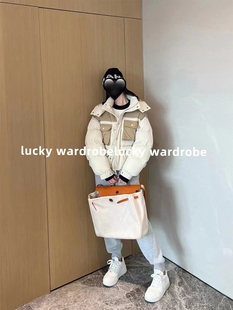 小景家同款 白鹅绒 超高密防绒防水 暖色收腰拼接短羽绒服